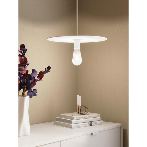 Lampe suspension design disque métal blanc MOLIERE POTIRON PARIS  - Tous les luminaires