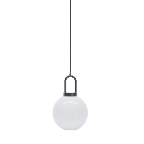 Lampe suspension vintage à globe blanc et métal noir LAFAYETTE