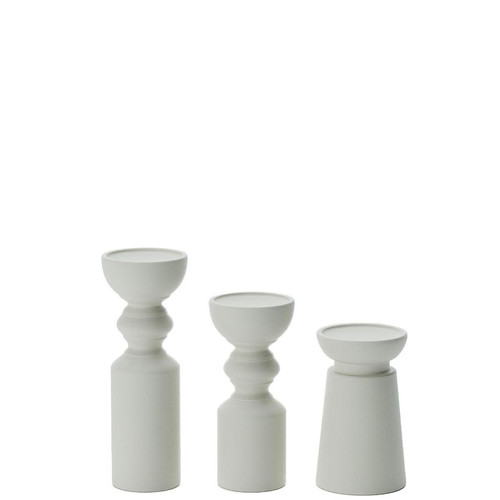 Ensemble de 3 bougeoirs minimalistes modernes en bois BOSTON coloris crème