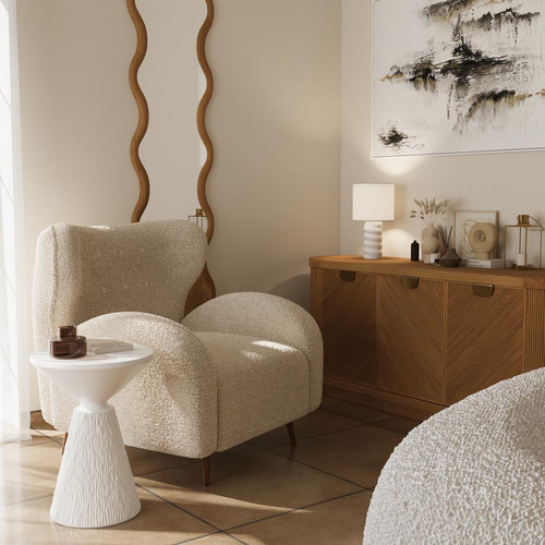 Table d'appoint ronde blanche en ciment PRUNE - POTIRON PARIS - Salon meuble deco