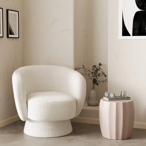 Table d'appoint ronde en ciment rose pâle GRENADE - POTIRON PARIS - Salon meuble deco