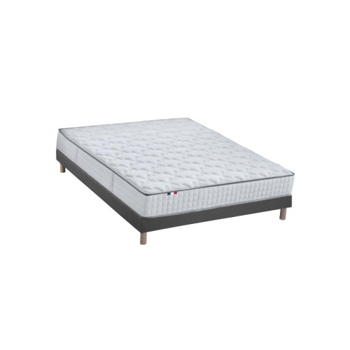 Ensemble Matelas Ressorts 7 zones COSMA + Sommier - Made in France - Sommier Noir - Promos chambre lit