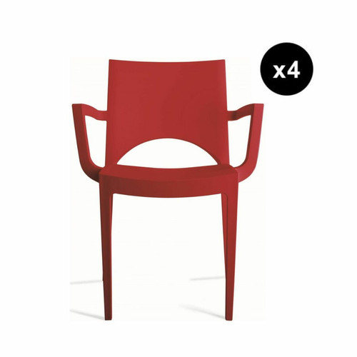 Lot de 4 Chaises Design Rouge Palermo - Chaise avec accoudoir