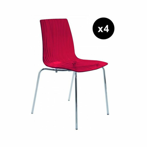 Lot de 4 Chaises Design Transp.Rouge Olympie 3S. x Home  - Couleur tendance deco rouge