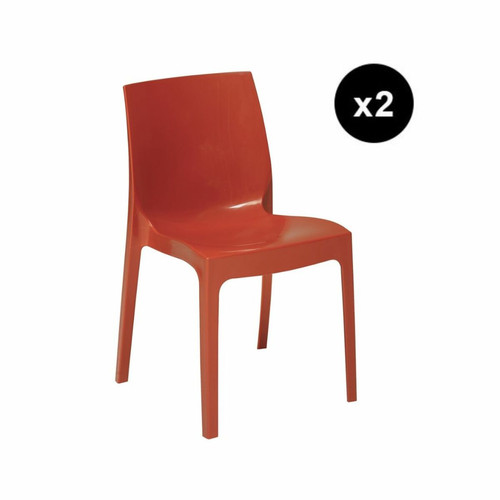 Lot de 2 Chaises Design Rouge Laquee Lady - 3S. x Home - Chaise rouge design