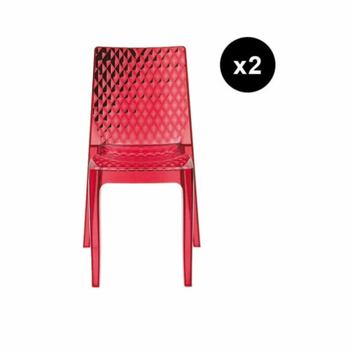 Lot de 2 Chaises Design Transparente Rouge Delphes - 3S. x Home - Chaise design