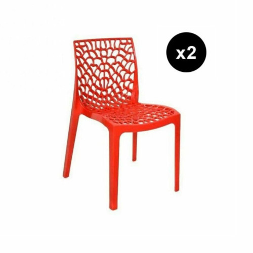 Lot de 2 Chaises Design Rouge Gruvyer 3S. x Home  - Edition Contemporain Salle à manger