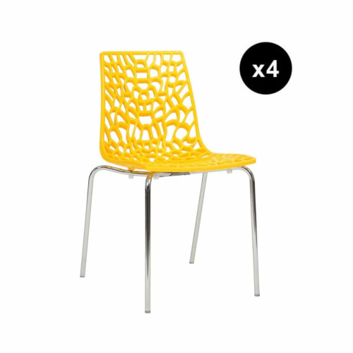 Lot de 4 Chaises Design Jaune Traviata 3S. x Home  - Chaise jaune design