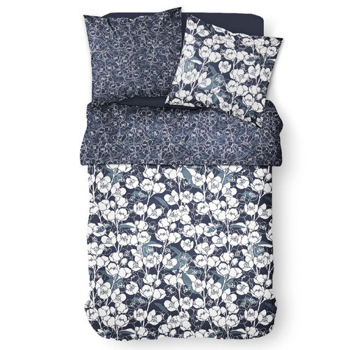 Parure de lit 2 personnes Coton Zippée Imprimé Mawira Amélia Today  - Parure de lit bleu