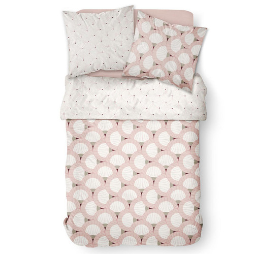 Parure de lit 2 personnes Coton Zippée Imprimé Mawira Lily - Today - Housse de couette rose