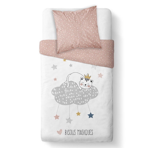 Parure Rose 140 X 200 cm Coton Imprimé Chat - Today - Linge de lit enfant