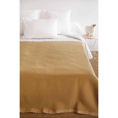 Couverture en pure laine double face VOLTA Beige - toison d'or - Linge de lit
