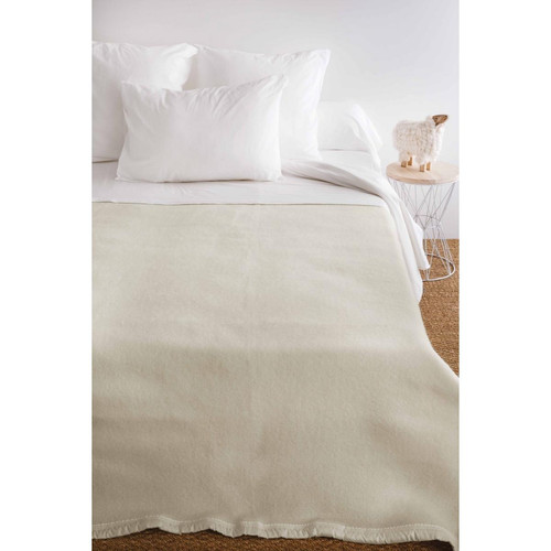 Couverture en pure laine double face VOLTA Blanc toison d'or  - Parure de lit
