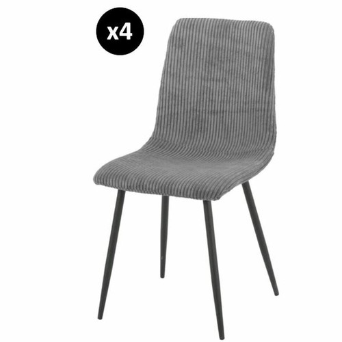 Lot de 4 Chaises Bobby Gris Anthracite 3S. x Home  - Chaise velours