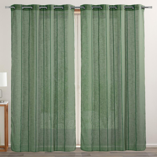 Voilage vert olive en polyester 145x260 JANE becquet  - Textile design