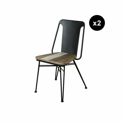 Lot de 2 chaises pieds épingle en métal style industriel - Multicolore Macabane  - Chaise design et tabouret design