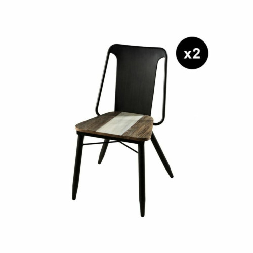 Lot de 2 chaises pieds en métal style industriel - Multicolore Macabane  - Chaise design et tabouret design