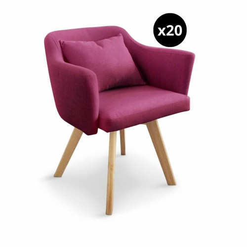Lot de 20 Fauteuils scandinave Dantes Tissu Violet - 3S. x Home - Chaise violette design