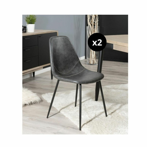 Lot de 2 chaises ANITA - noir Macabane  - Chaise marron design