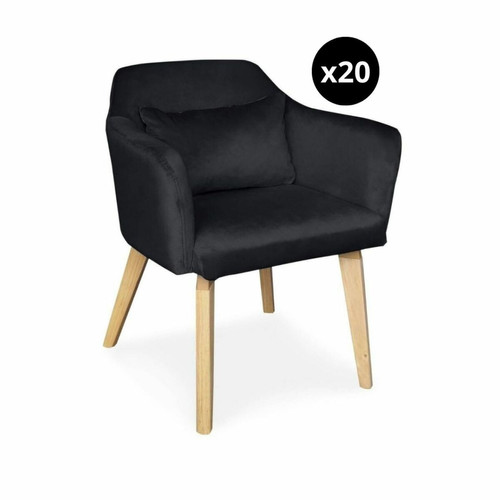 Lot de 20 chaises / fauteuils Gybson Velours Noir 3S. x Home  - Chaises Noir
