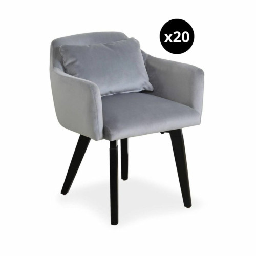 Lot de 20 chaises / fauteuils Gybson Velours Argent 3S. x Home  - Chaise velours design