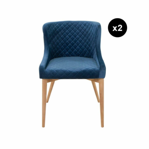 Lot 2 Chaises Velours Bleu Foncé PARIS - 3S. x Home - Deco meuble design scandinave