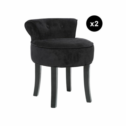 Lot de 2 tabourets effet velours noir "Firmin" - 3S. x Home - Deco meuble design scandinave