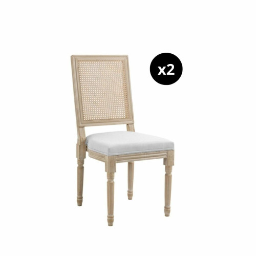 Lot de 2 chaises en bois massif et en tissu Grise CAMBRIDGE - 3S. x Home - Chaise design