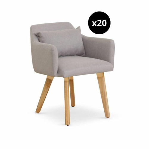 Lot de 20 chaises / fauteuils scandinaves Gybson Tissu Beige 3S. x Home  - Chaise tissu design