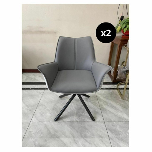 Lot de 2 chaises pivotantes BELLAGIO Gris Anthracite  3S. x Home  - Chaise metal design
