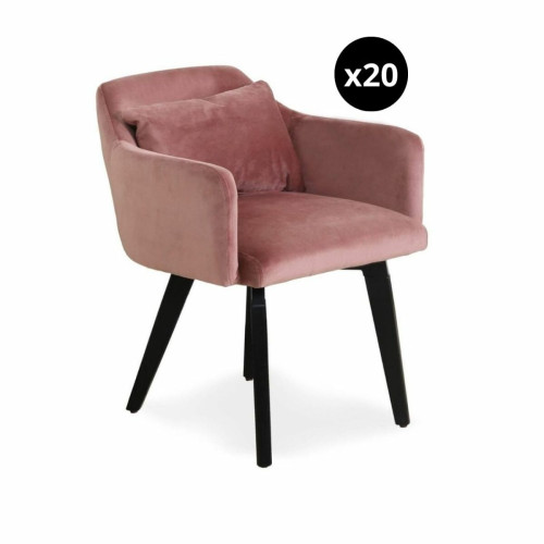 Lot de 20 chaises / fauteuils Gybson Velours Rose - 3S. x Home - Chaise rose design