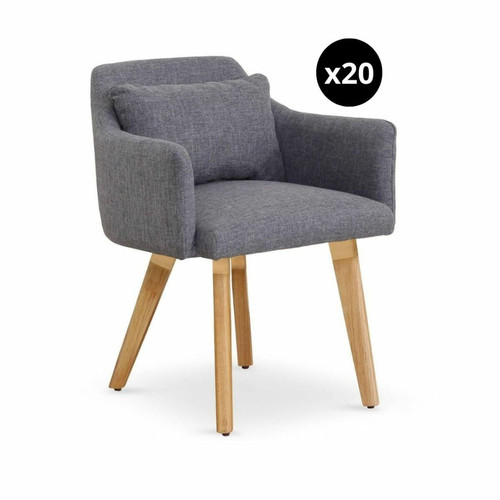 Lot de 20 chaises / fauteuils scandinaves Gybson Tissu Gris clair 3S. x Home  - Chaise tissu design