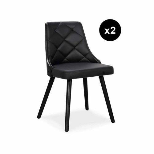 Lot De 2 Chaises Scandinaves LALIE Marron Noir Et Simili Noir 3S. x Home  - Chaise design et tabouret design