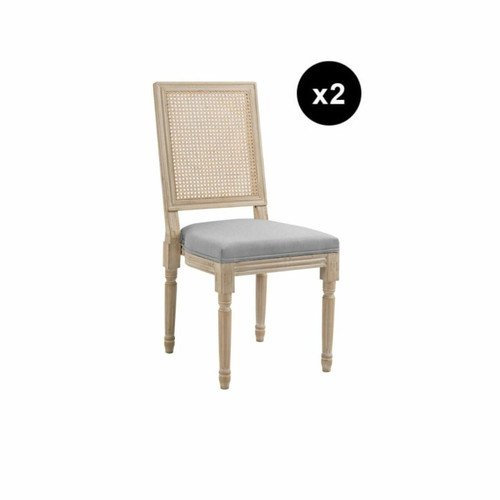 Lot de 2 chaises en bois massif et en tissu Gris Foncé CAMBRIDGE 3S. x Home  - Chaise marron design