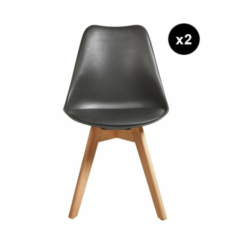 Lot de 6 chaises coque pieds en bois NORVÈGE Noir 3S. x Home  - Chaise design