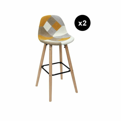 Lot de 2 Tabourets De Bar Patchwork Jaune 3S. x Home  - Deco meuble design scandinave