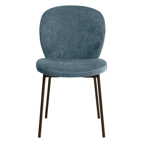 Chaise repas tissu bleu foncé Zago  - Chaise bleu design