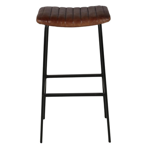 Tabouret de bar cuir marron Zago  - Chaise design et tabouret design
